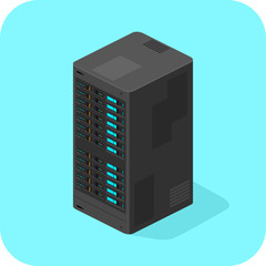 Flat Isometric Server Computer Network Vector Icon