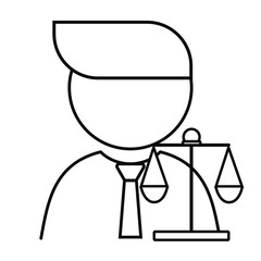 Lawyer avatar vector illustration in black and white.