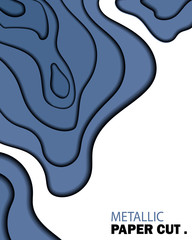 vector paper cut illustration, metallic