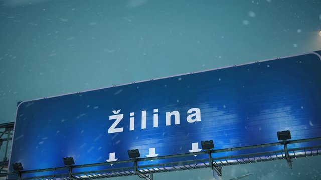 Airplane Landing Zilina in Christmas