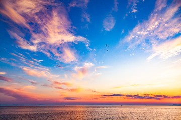Fototapeta na wymiar amazing sunset background over sea