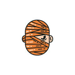 halloween mummy head flat character