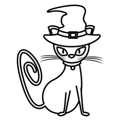 halloween cat with witch hat accessory