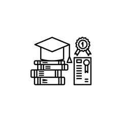 Book, graduation cap icon. Element of university thin line icon