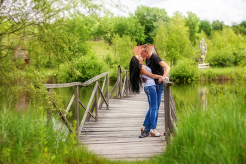 Loving young couple in park