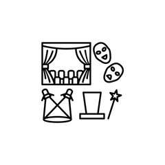 Theater, masks, education icon. Element of university thin line icon
