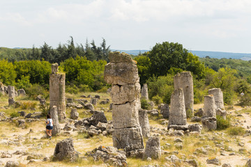 Planted stones, also known as The Stone Desert. Landforms of Varna Province. Rock formations of Bulgaria. Stone forest.