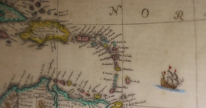 Antique Map Of The Eastern Caribbean Islands