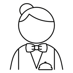 Female receptionist avatar vector illustration in black and white.