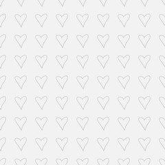 Hand drawn background with hearts. Seamless grungy wallpaper on surface. Line art. Print for design. Black and white illustration