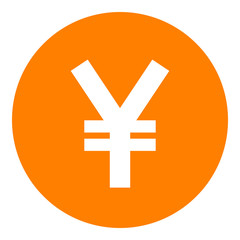Yuan and Yen currency sign symbol - orange simple inside of circle, isolated - vector