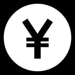 Yuan and Yen currency sign symbol - red simple inside of circle, isolated - vector