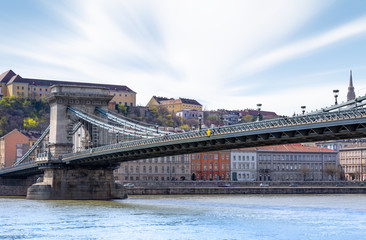 Fototapeta premium Prague cityscape with beautiful bridge and sky : View from vltava river