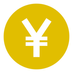 Yuan and Yen currency sign symbol - golden simple inside of circle, isolated - vector