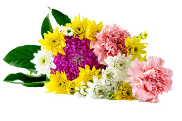 Colourful and beautiful bouquet of flowers for decoration on white background