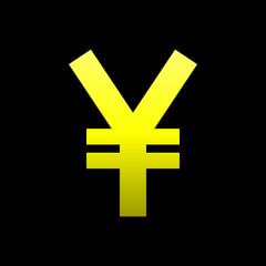 Yuan and Yen currency sign symbol - yellow simple gradient, isolated - vector