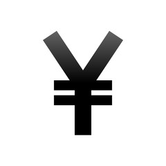 Obraz premium Yuan and Yen currency sign symbol - black simple gradient, isolated - vector