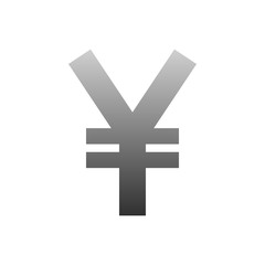 Yuan and Yen currency sign symbol - gray-silver-metal simple gradient, isolated - vector