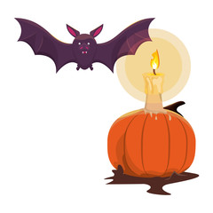 Fototapeta premium halloween pumpkin with candle and bat