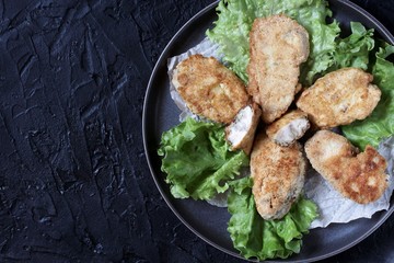 brains of a cow, a sheep or calf in fried in batter. dishes with offal. dish for Halloween. Keto...