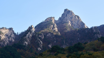 Mountains in Seoraksan National Park, Taebaek mountain range, Gangwon Province, eastern South Korea. It is located near the city of Sokcho.