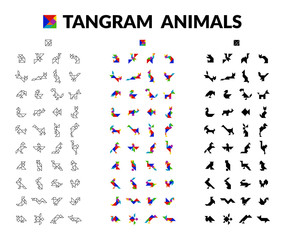 Set Of Tangram Animals Brain Game for children