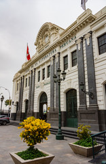 Old train station, Architecture in downtown Lima, Peru.