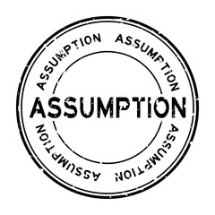Grunge black assumption word round rubber seal stamp on white background