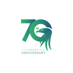 70 th Anniversary Bird Model Vector Template Design Illustration