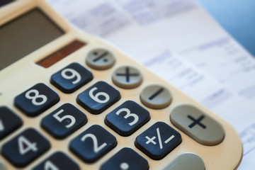 Fototapeta na wymiar Calculator of some financial data