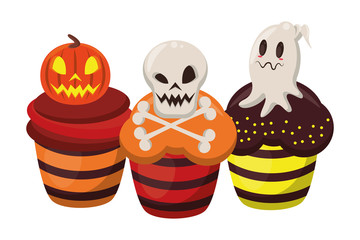halloween sweet cupcakes bakery icons