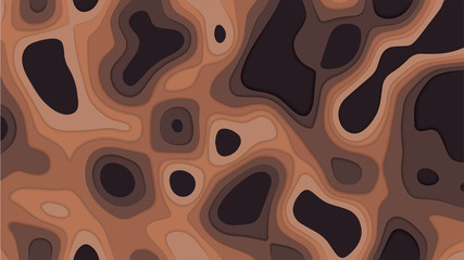 Obraz premium Brown paper poster textured with wavy layers.paper cut deeps style.