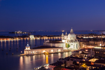 Fototapeta na wymiar Beautiful views of Santa Maria della Salute and the Venetian lagoon in Venice, Italy
