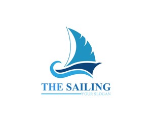 Sailing ship boat vector logo icon template design