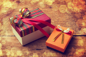 gift box on old wooden background