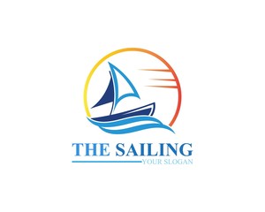 Sailing ship boat vector logo icon template design