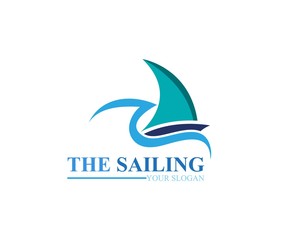 Sailing ship boat vector logo icon template design