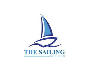 Sailing ship boat vector logo icon template design