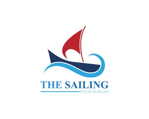 Sailing ship boat vector logo icon template design