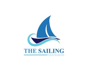 Sailing ship boat vector logo icon template design