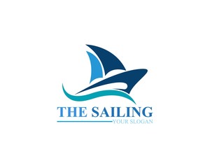Sailing ship boat vector logo icon template design