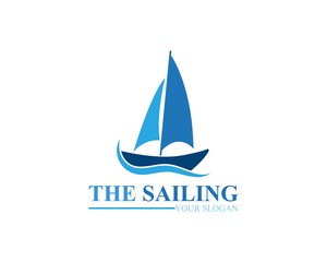 Sailing ship boat vector logo icon template design