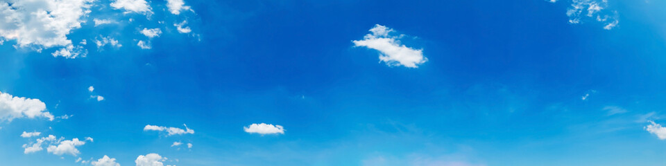 Panorama sky with cloud on a sunny day. Beautiful cirrus cloud. Panoramic image.