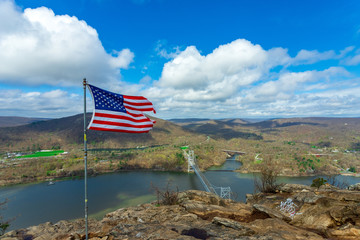 Tattered American Flag over the Hudson