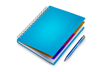 Notebook and pen isolated on white background