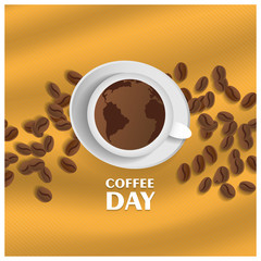 1 october, International or national Coffee Day. greeting card, poster and banner. Vector illustration background
