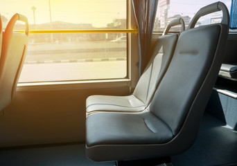Seat in bus with sunlight