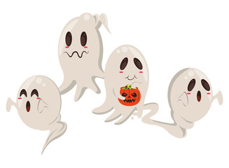 halloween ghosts floating characters icons