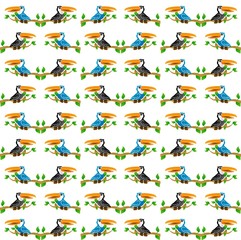 The Amazing of Bird Cute Cartoon Funny Character, Pattern Wallpaper in the White Background