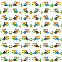 The Amazing of Bird Cute Cartoon Funny Character, Pattern Wallpaper in the White Background